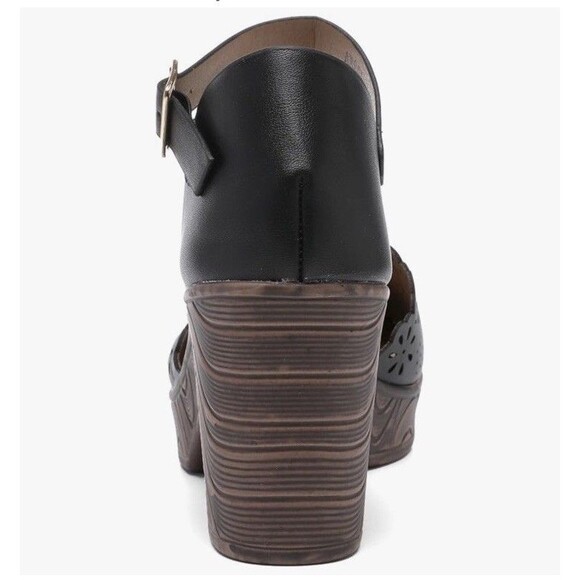 Altxic Women's Women Block chunky Heel sandals Ankle Strap Buckle Size 9 Black - Picture 2 of 12